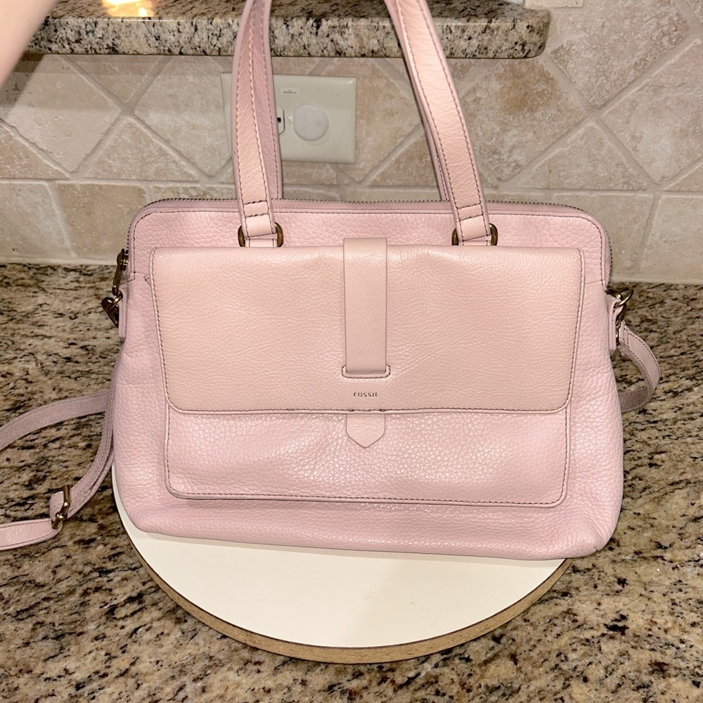 Fossil genuine leather pink Kinley satchel bag